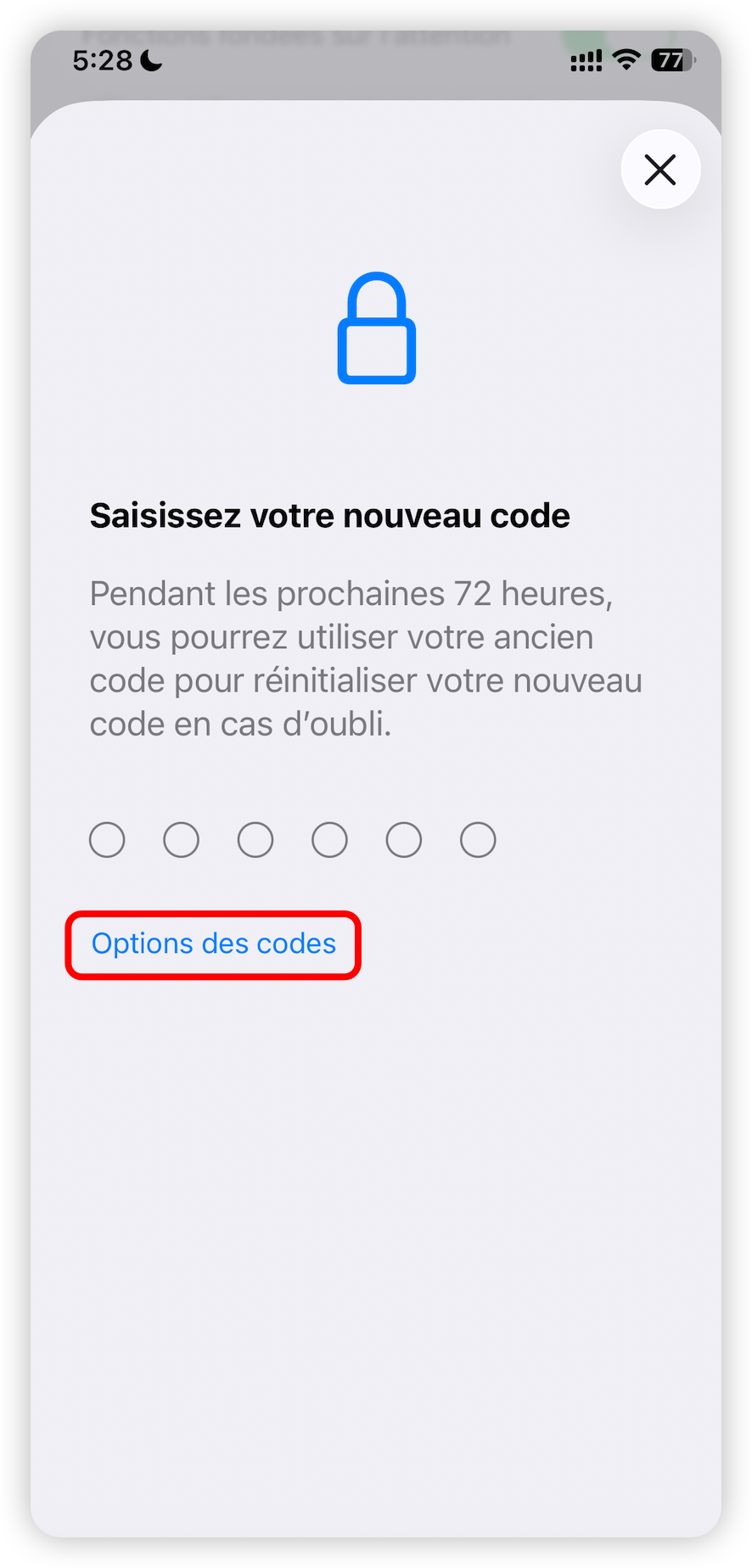 Réinitialiser le code d’accès de l’iPhone