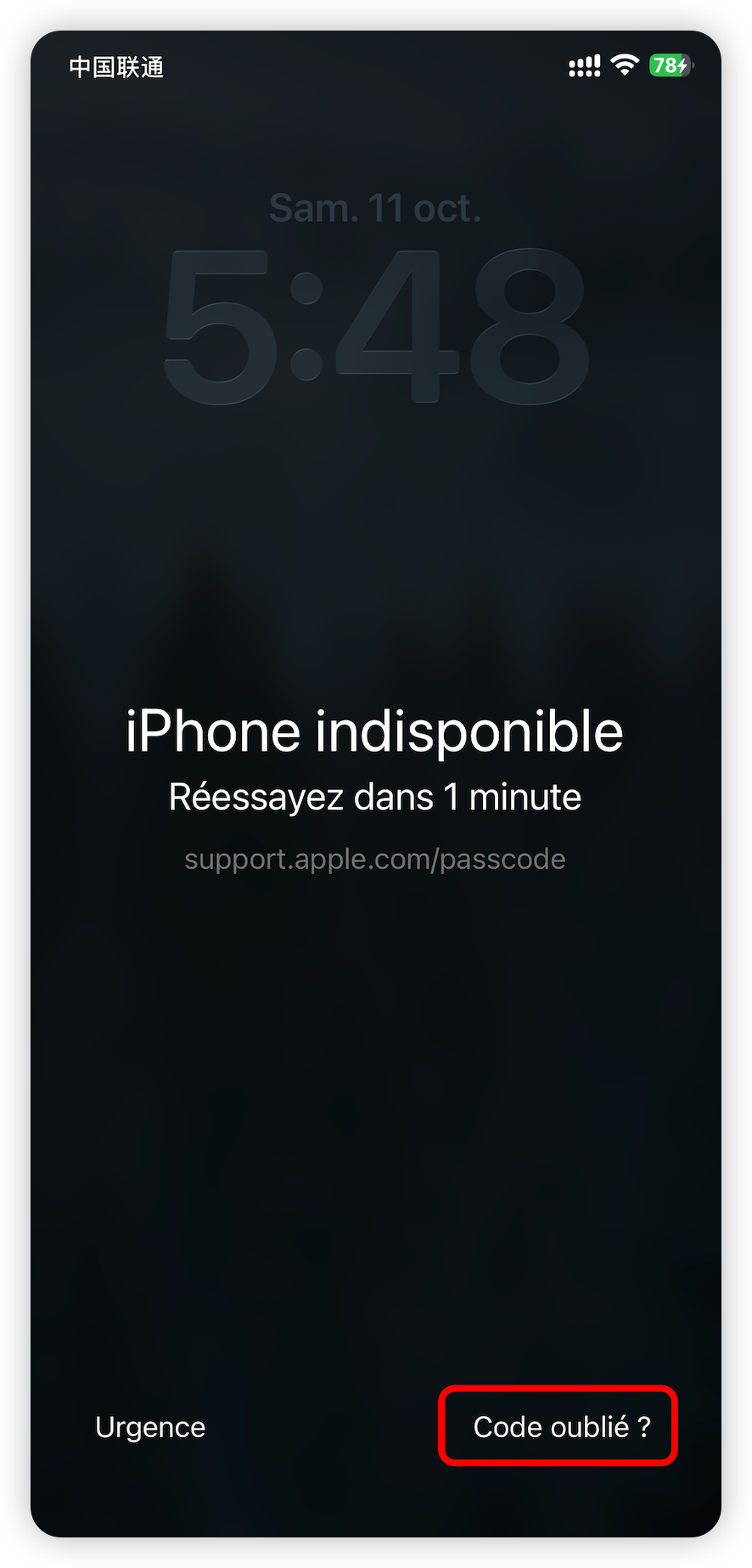 Code oublié