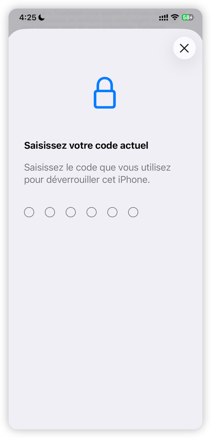 Saisir votre ancien code