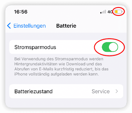 Stromsparmodus aktivieren