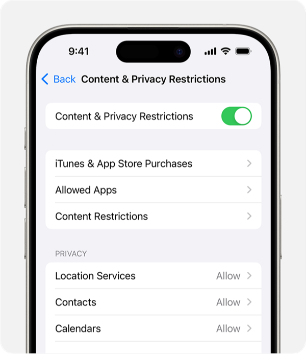 Adjust Content & Privacy Restrictions
