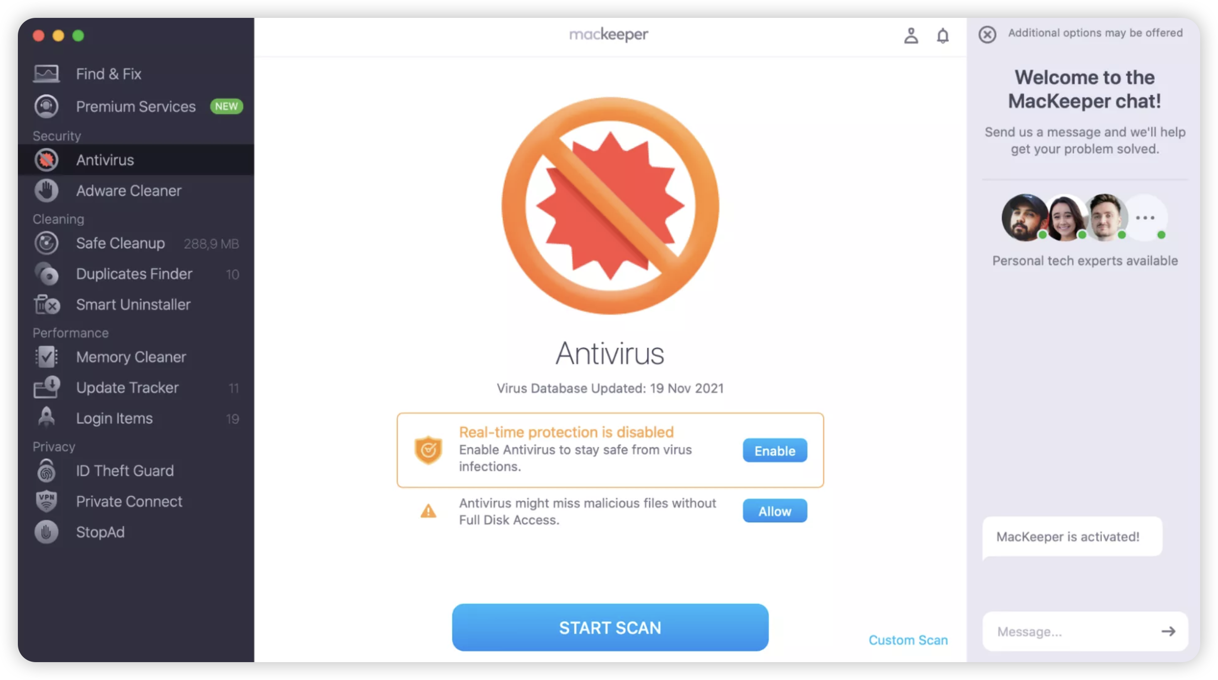 Antivirus real time protection