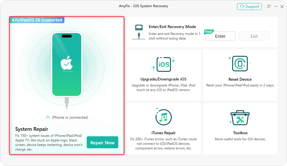 AnyFix - Enter/Exit the Recovery Mode