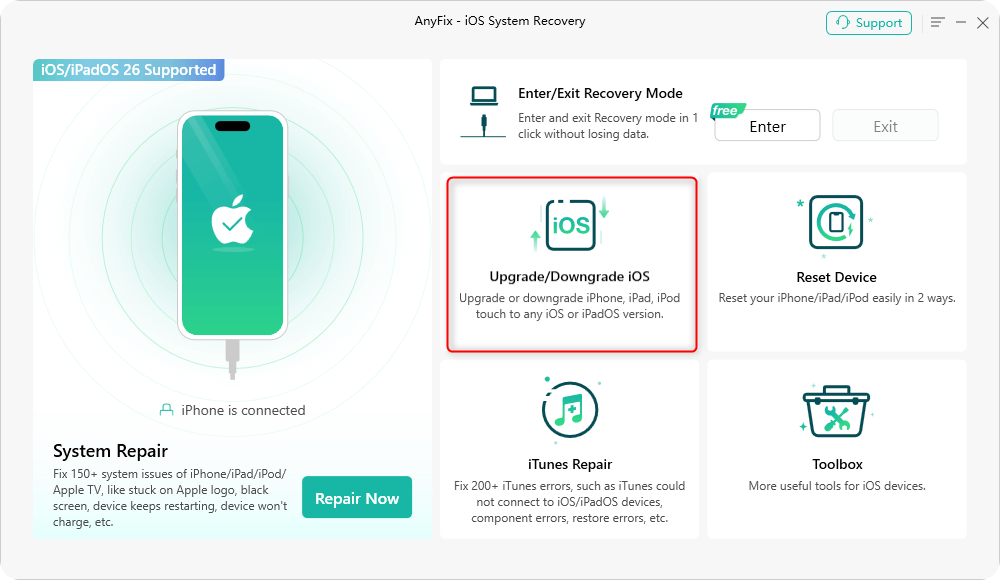 AnyFix - Upgrade/Downgrade the iOS System