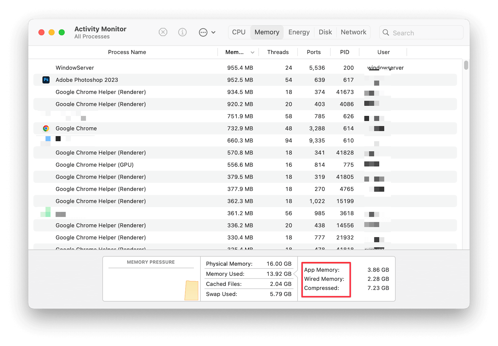 App Memory vs Wired Memory vs Compressed