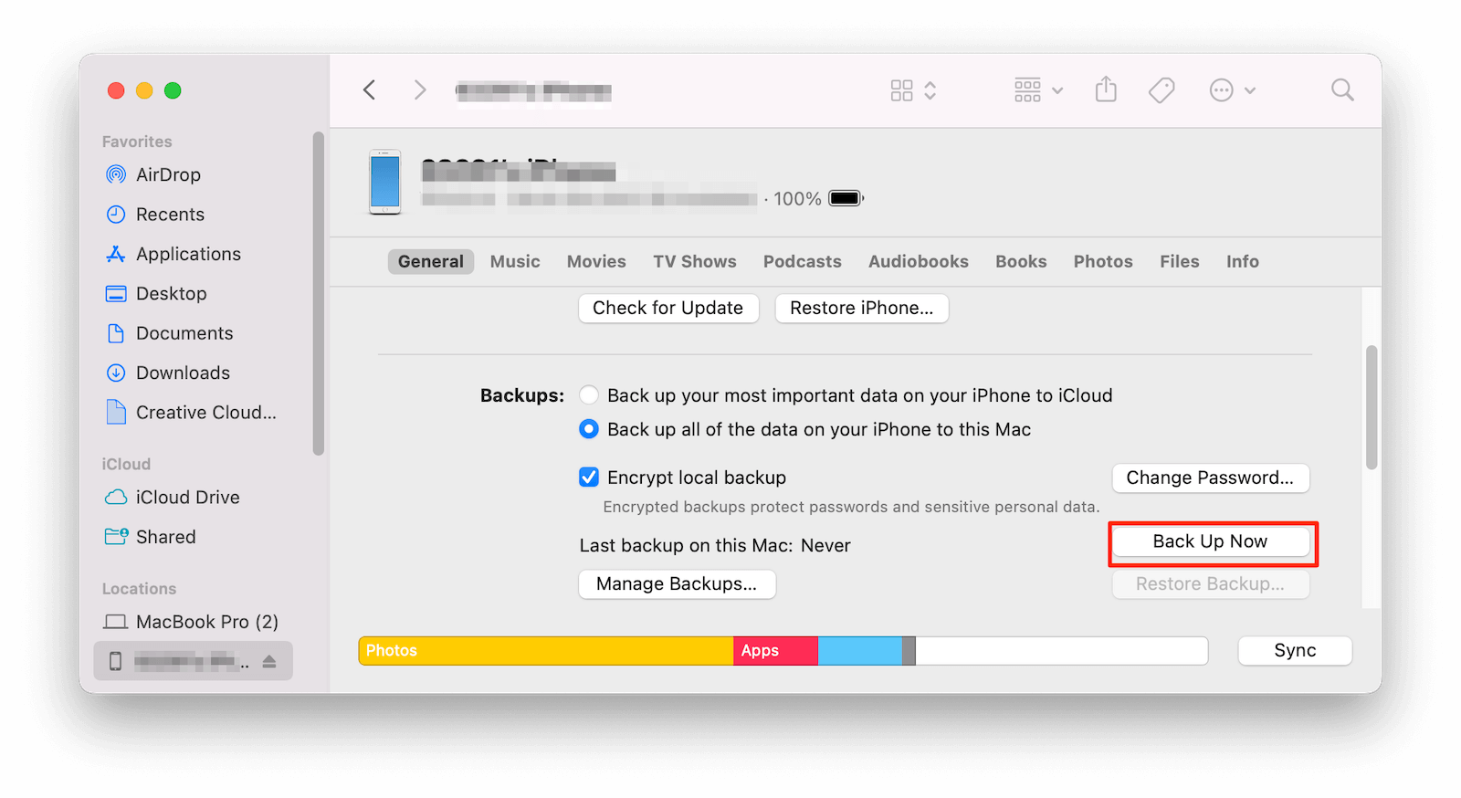 Back Up iPhone to Mac with Finder