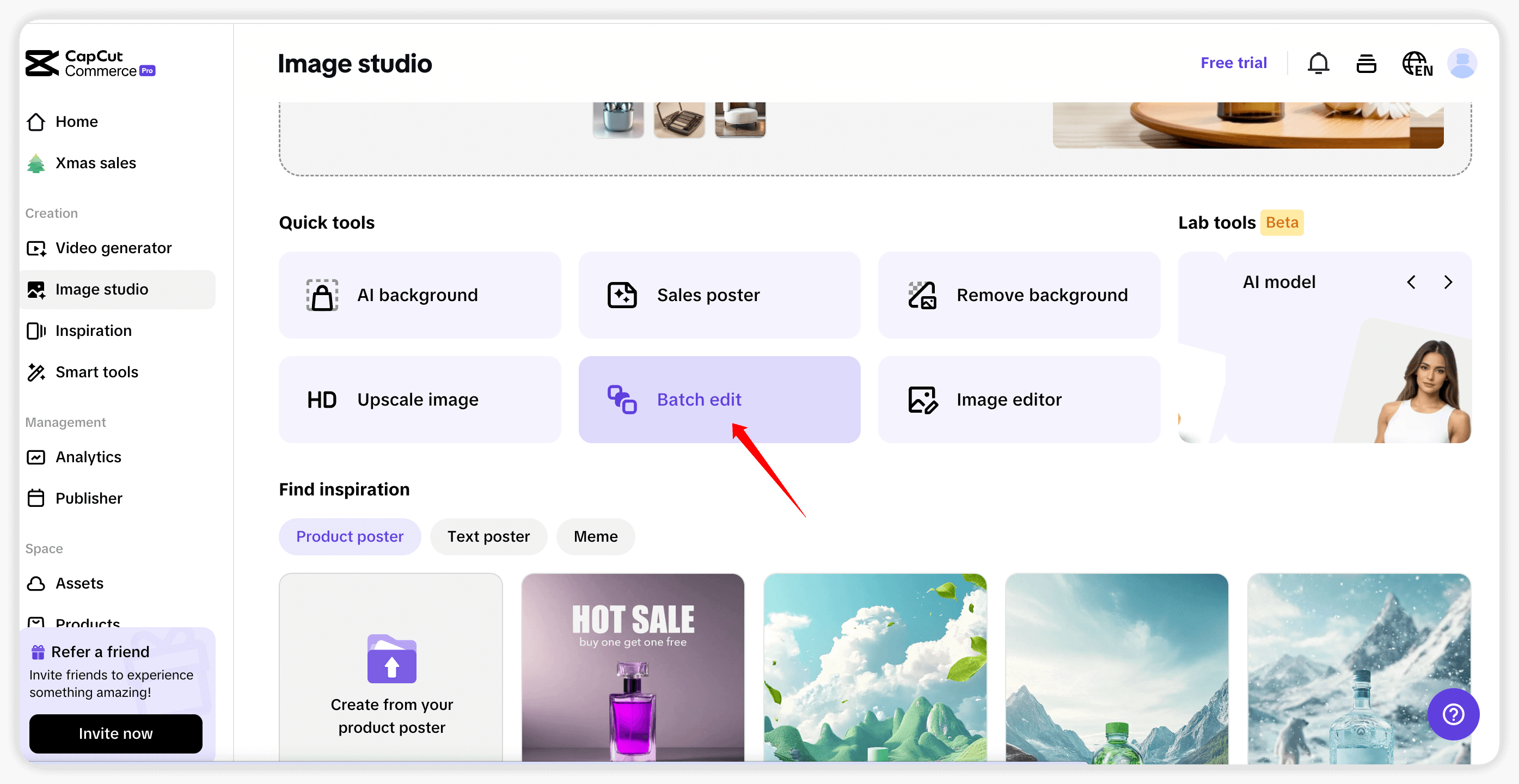 Bitch editをクリックして、編集画面に入る