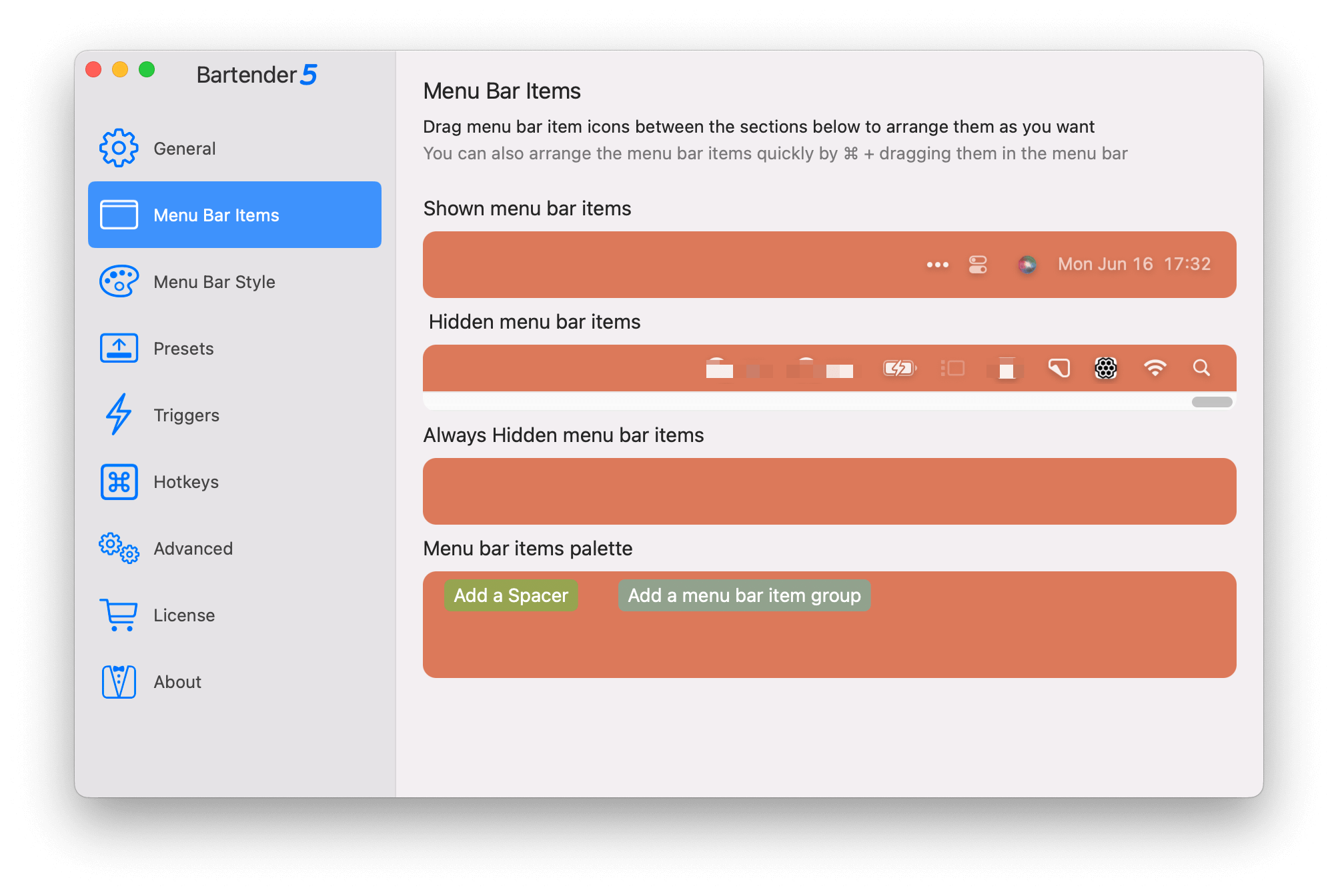 Mac Menu Bar Manager App - Bartender 5