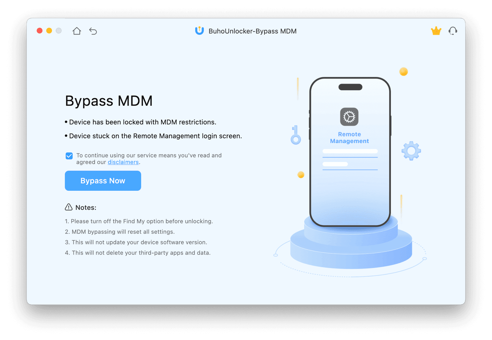 Bypass MDM on iPhone with BuhoUnlocker
