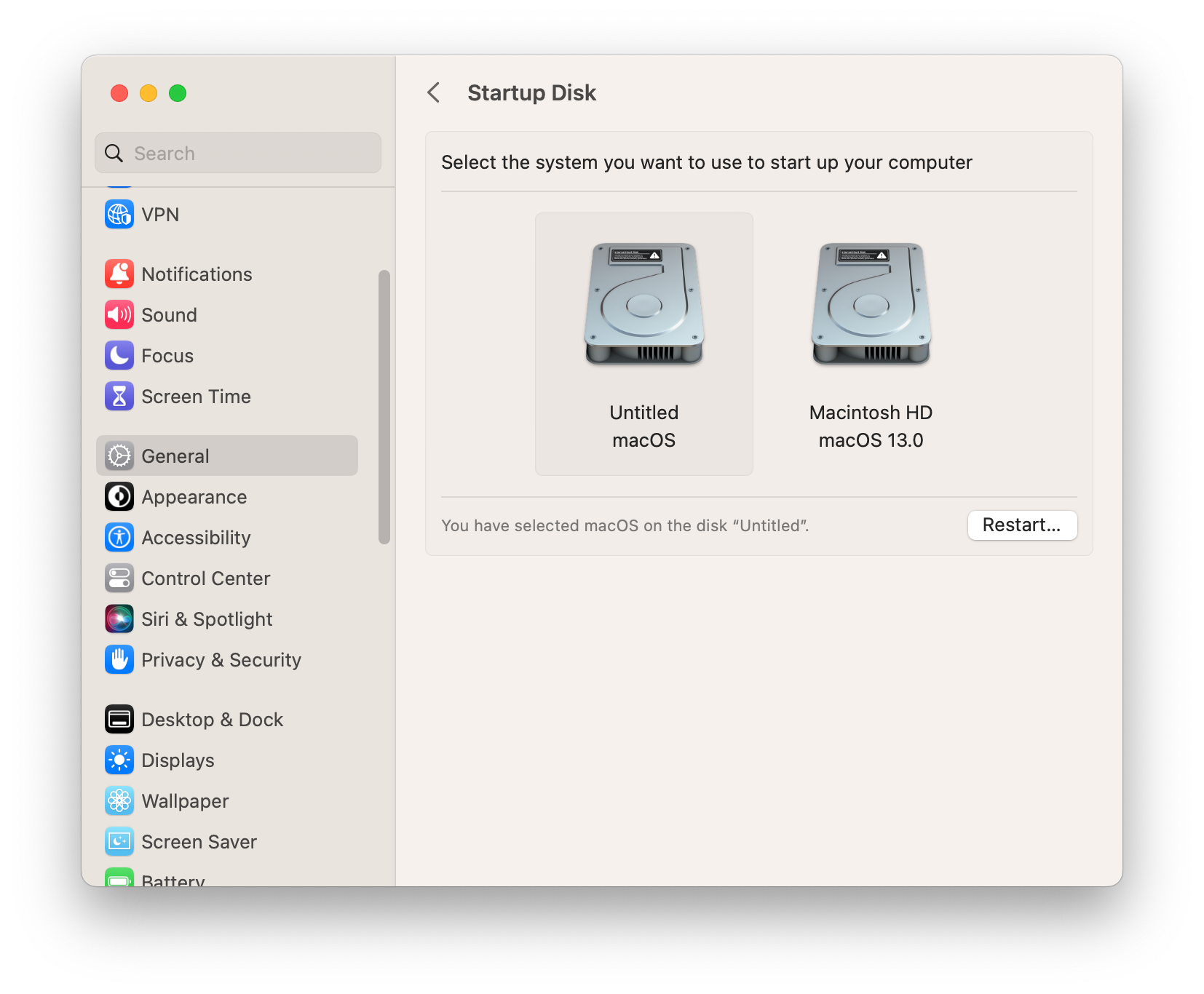 Change Default Startup Disk on Mac