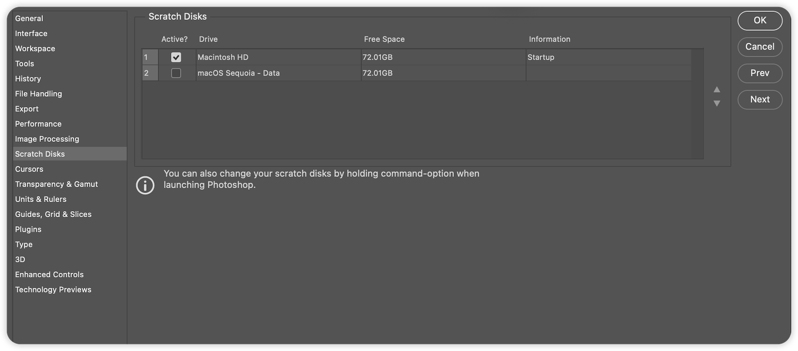 cHow to Change Photoshop Scratch Disk on Mac