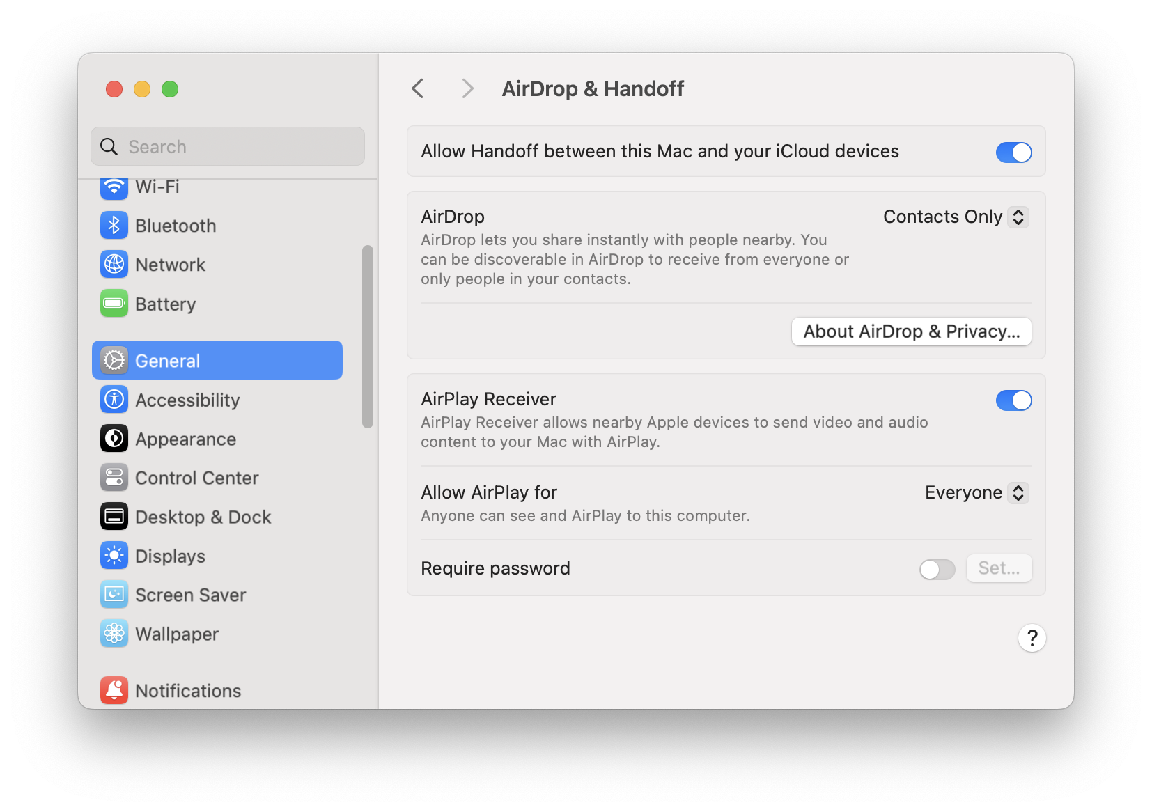 Check AirPlay Settings on Mac