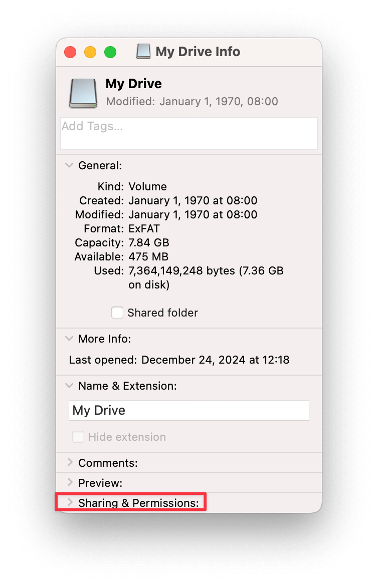 Check Drive Permissions