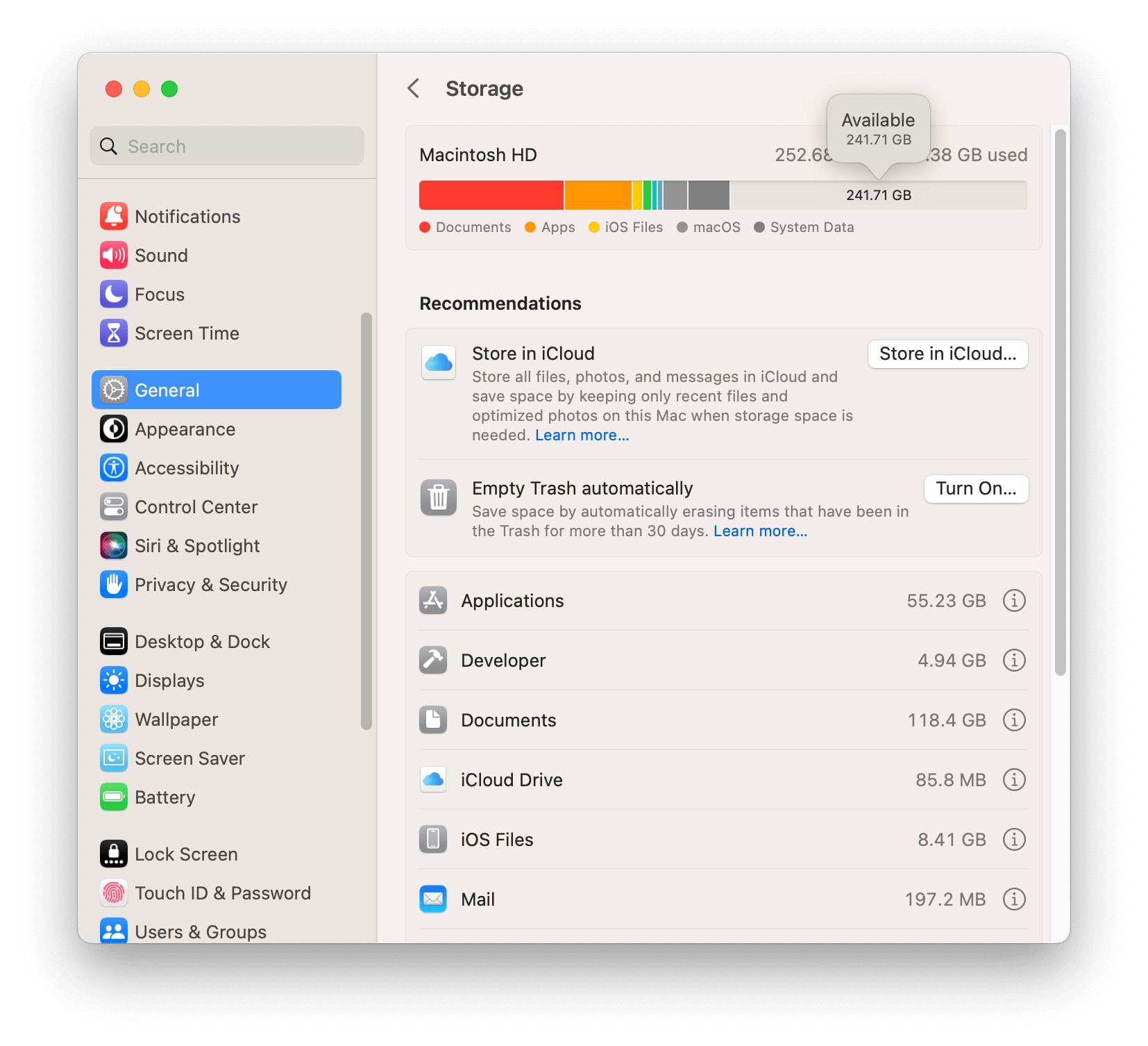 Check Free Space on Mac