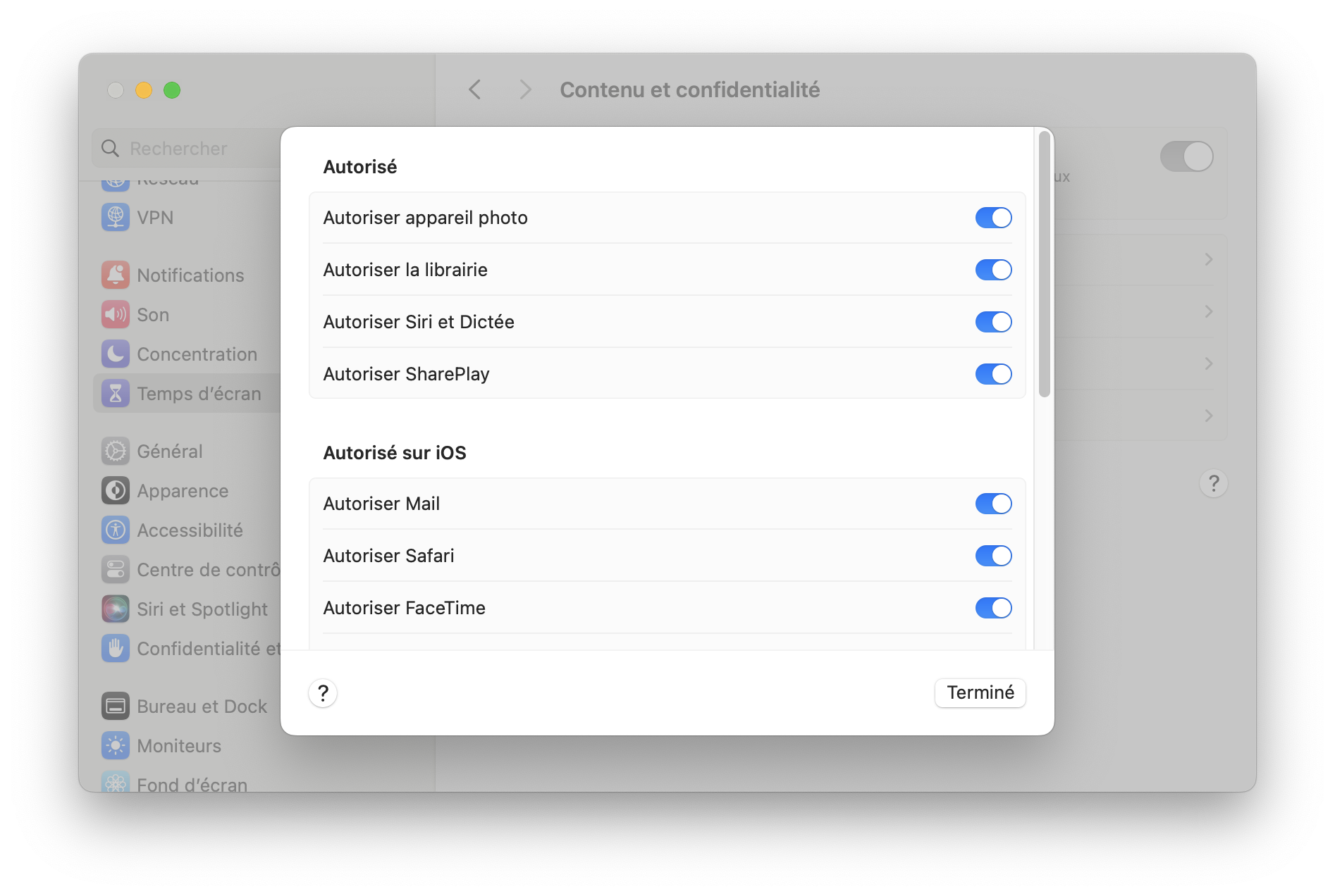 Enable Allow Camera in Screen Time Settings to Fix MacBook Camera Not Working Issue