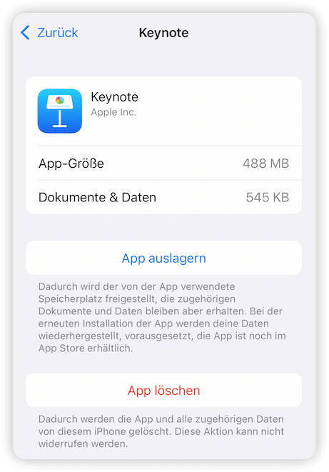 App-Cache löschen