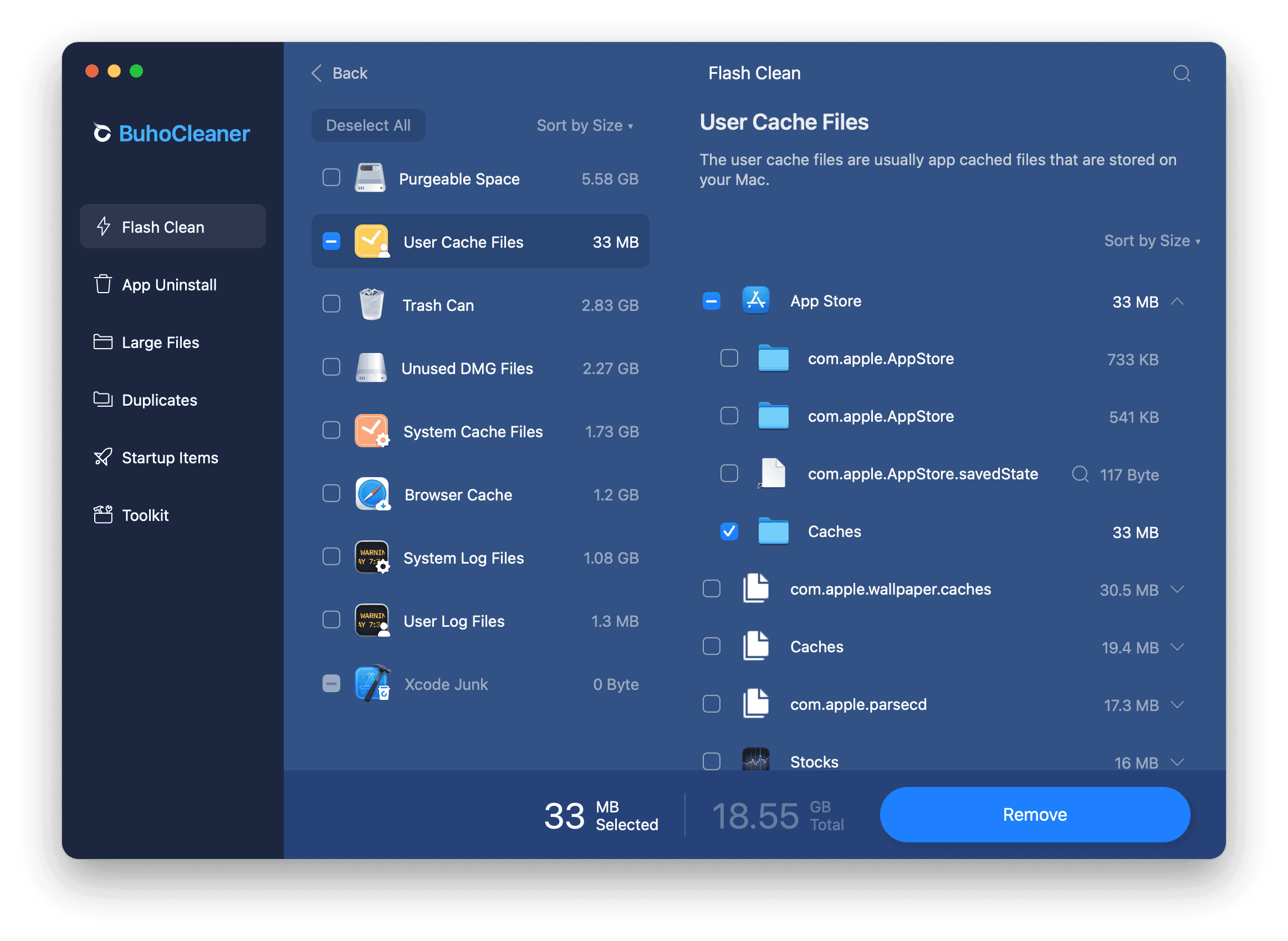 Clear App Store cache using BuhoCleaner