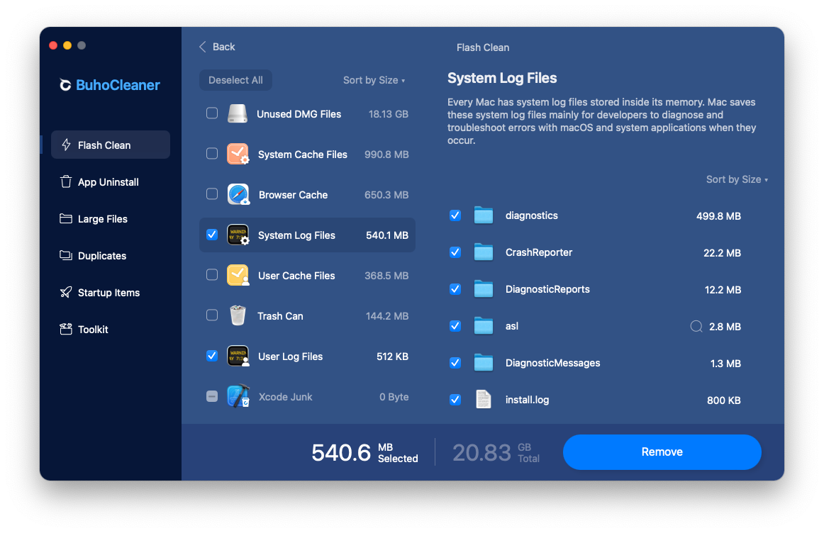 Quickly Clear Logs on Mac with BuhoCleaner