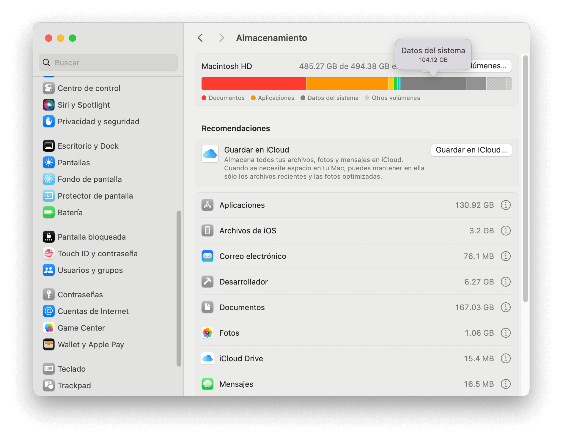 Ver Datos del sistema en Mac