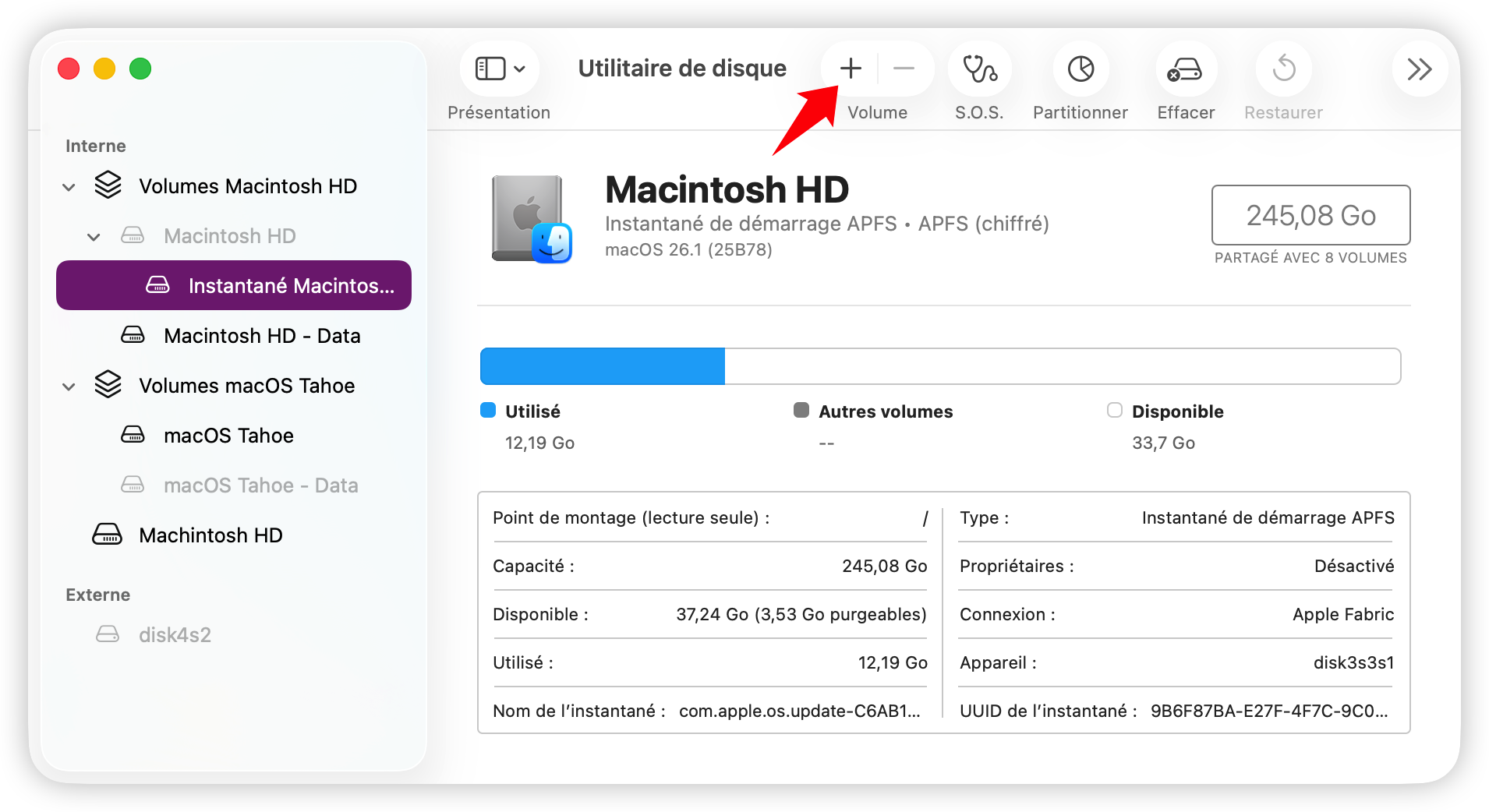 Créer un nouveau volume avec l'Utilitaire de disque