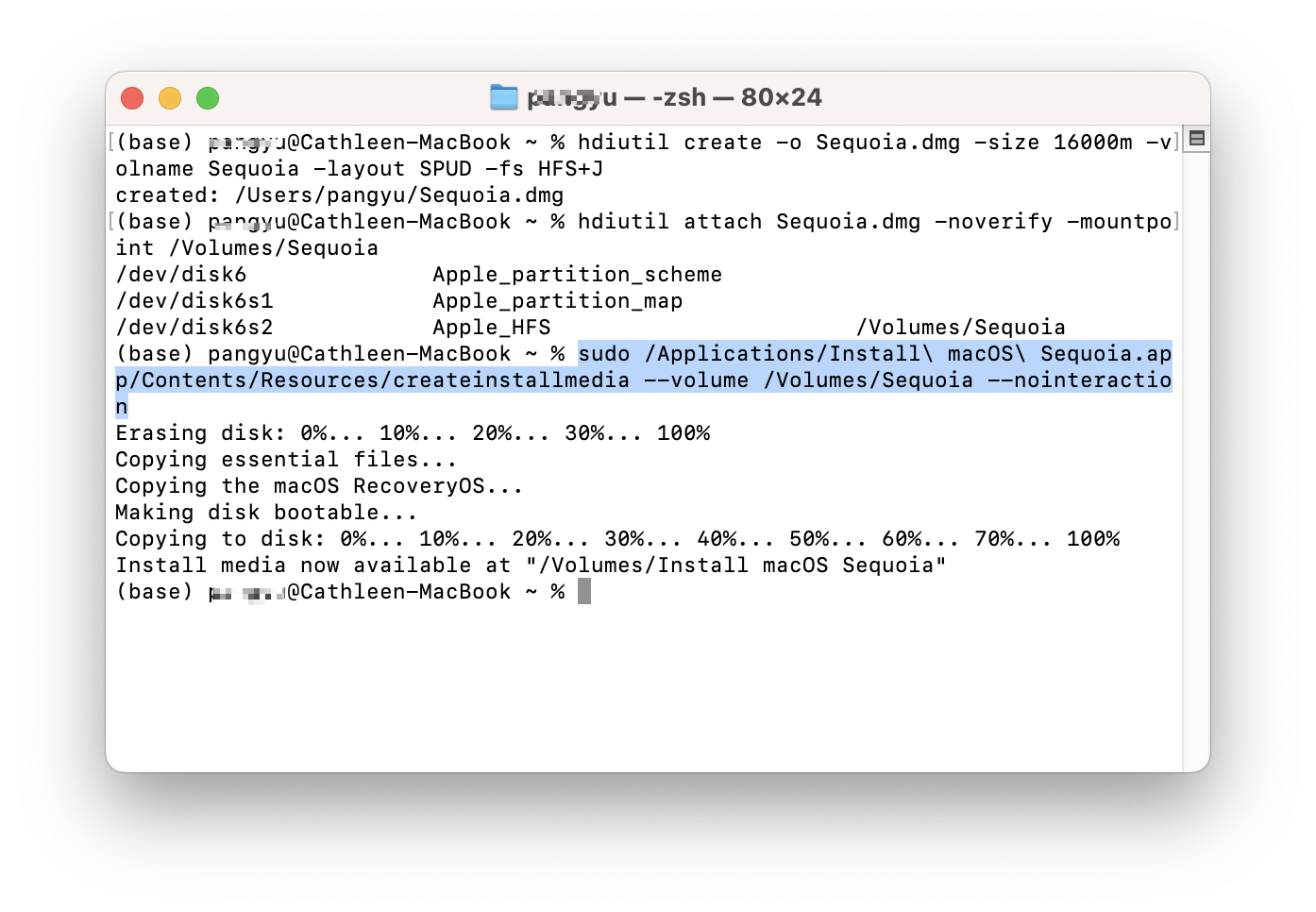 Utwórz DMG macOS Sequoia w Terminalu