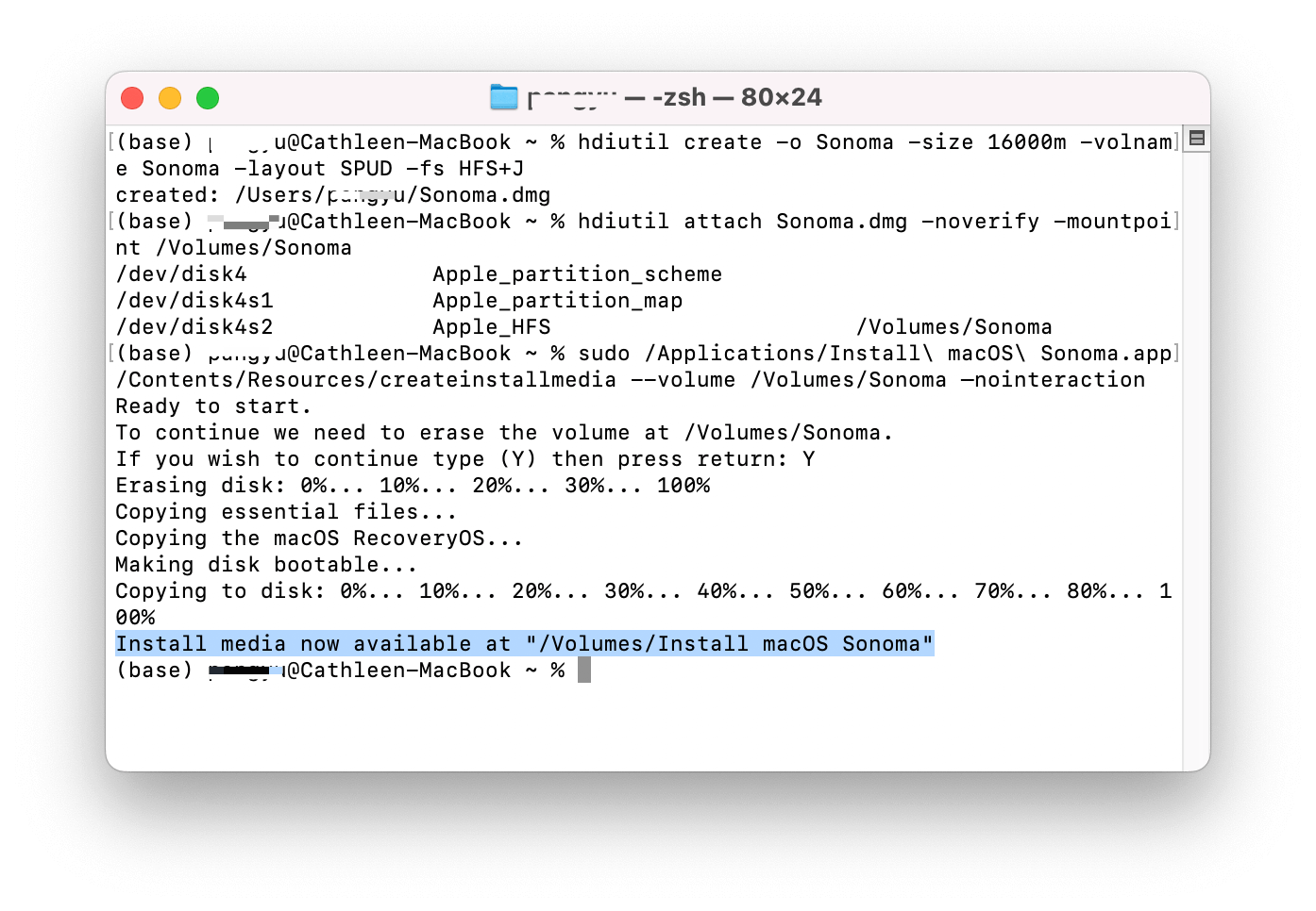 Create macOS Sonoma DMG Success