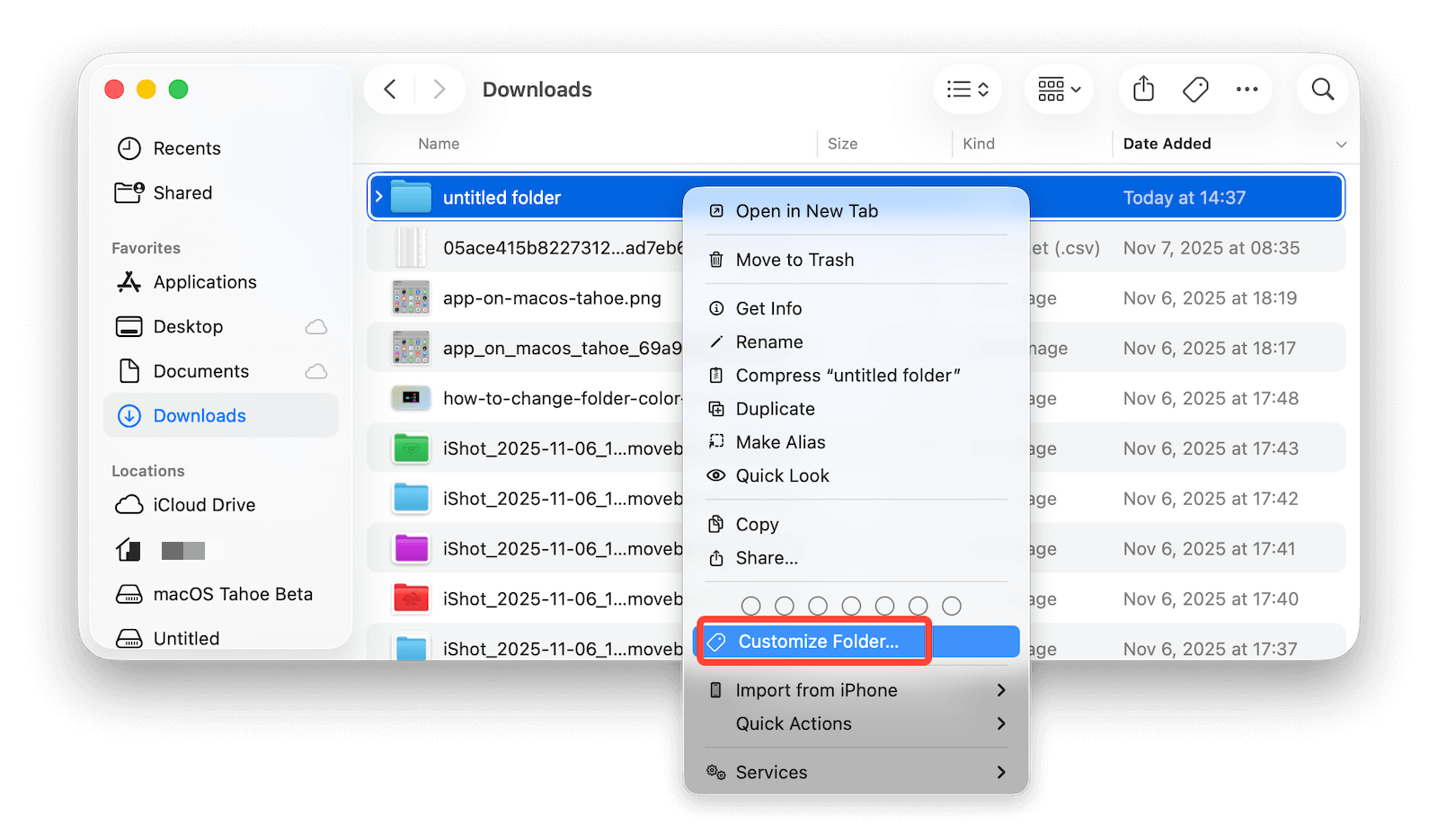 Customize Folder on Mac Tahoe