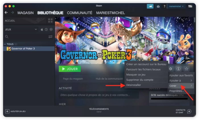 Désinstallez Steam