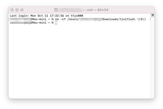 Delete Folders with Terminal