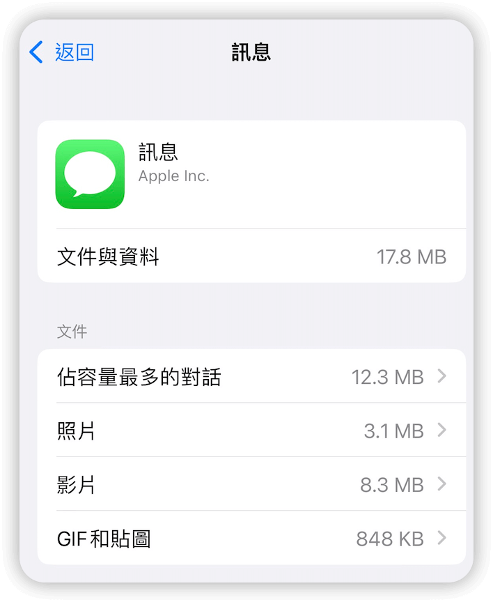 刪除 iPhone 「訊息」附件