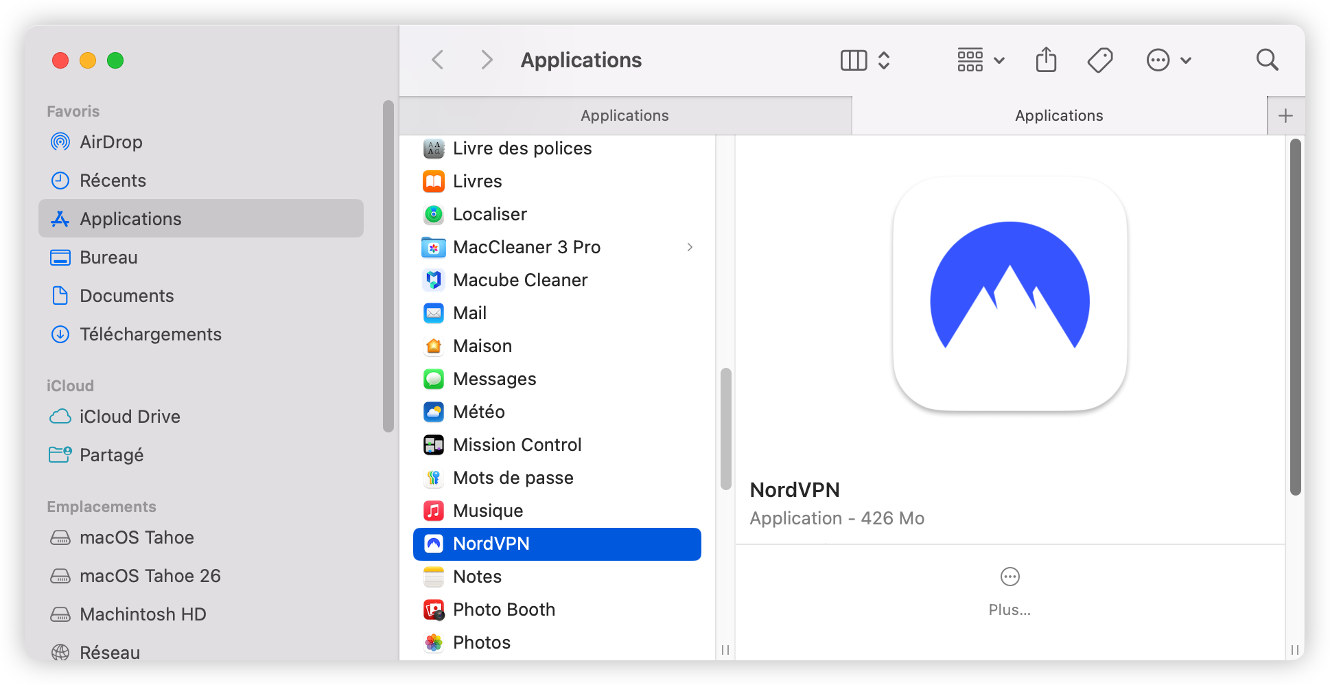 Supprimer l'application NordVPN