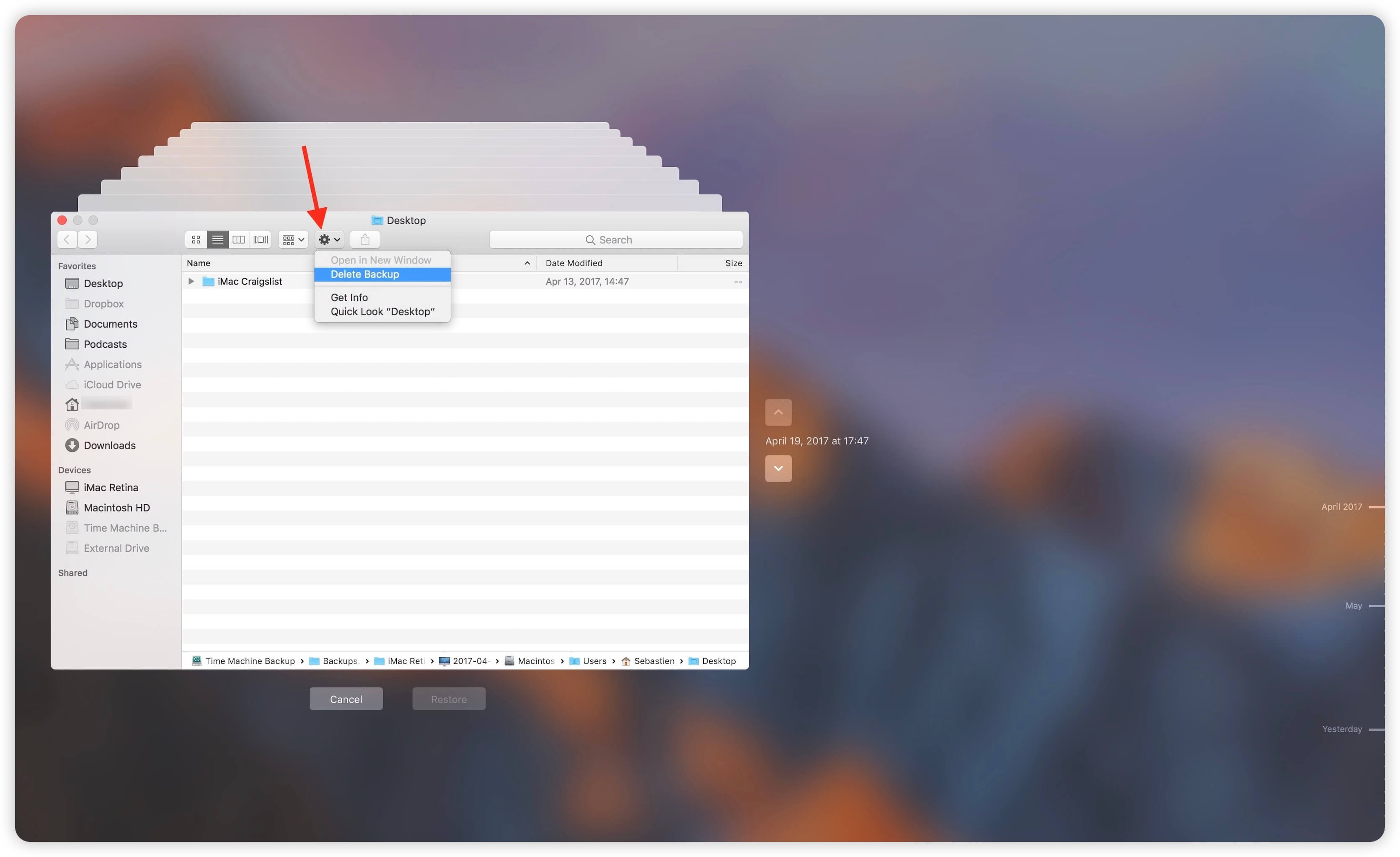 How to delete old Time Machine backups