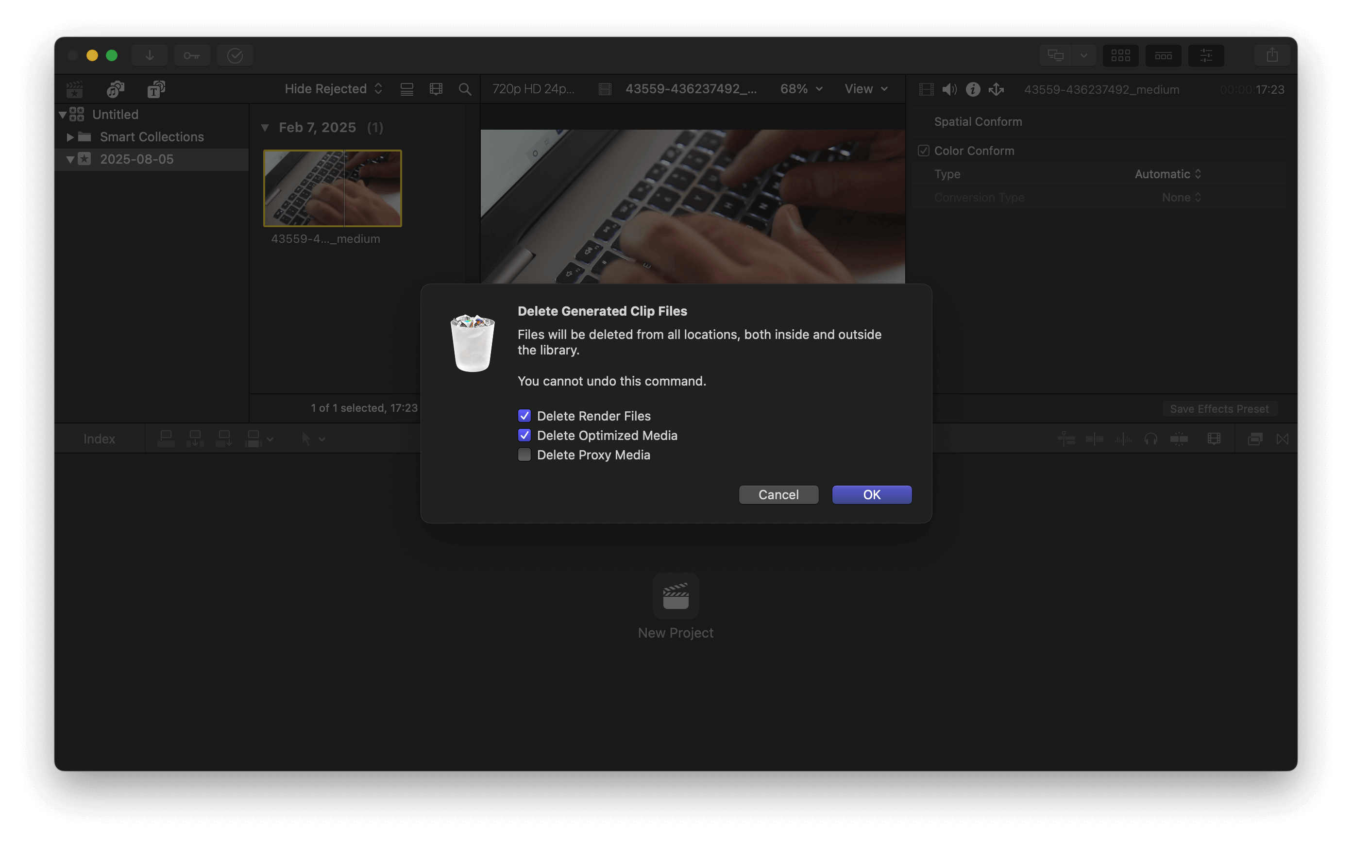 刪除Final Cut Pro 渲染檔案