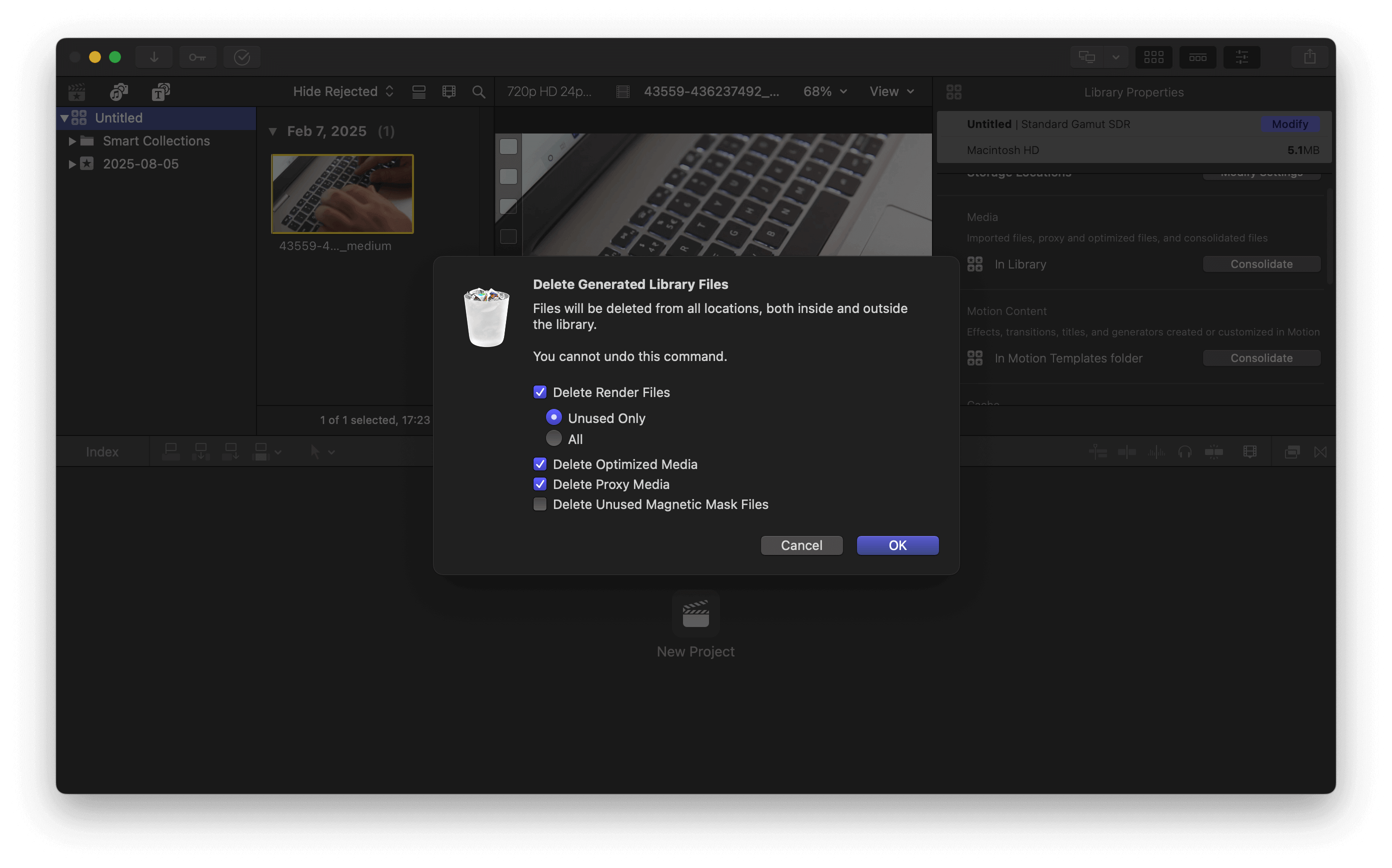 刪除Final Cut Pro 渲染檔案