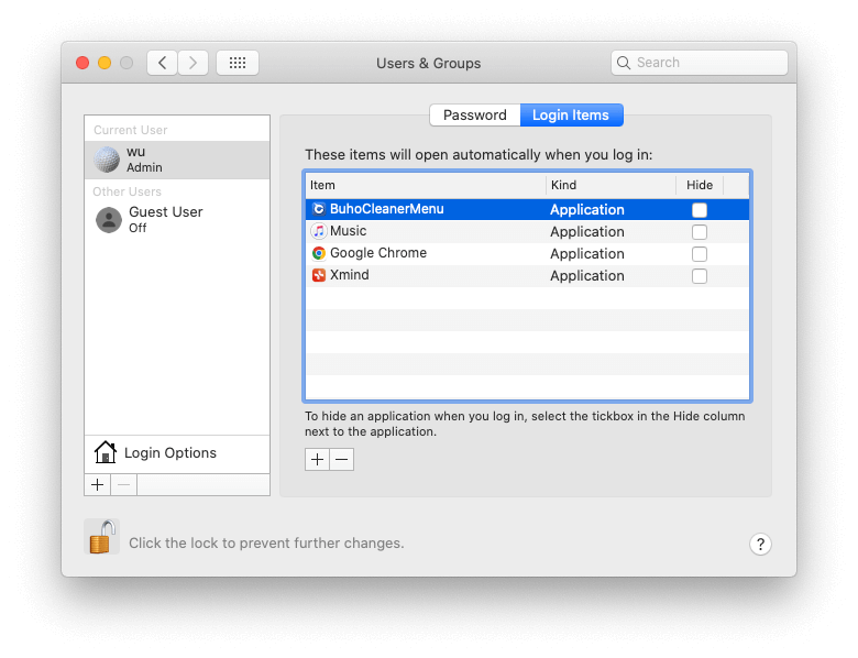 Disable Login Items on macOS Monterey and Earlier
