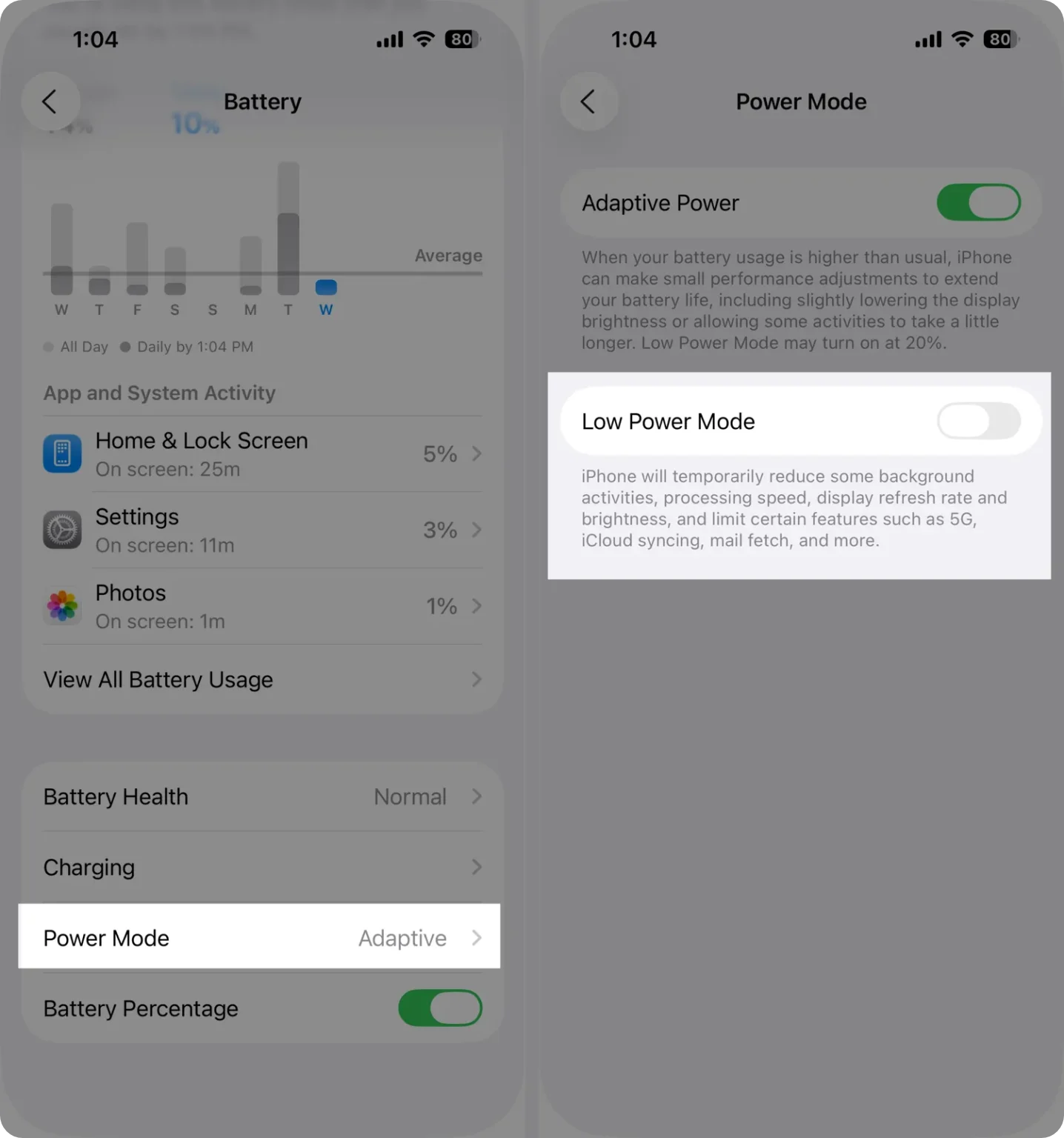 Disable the Low Power Mode
