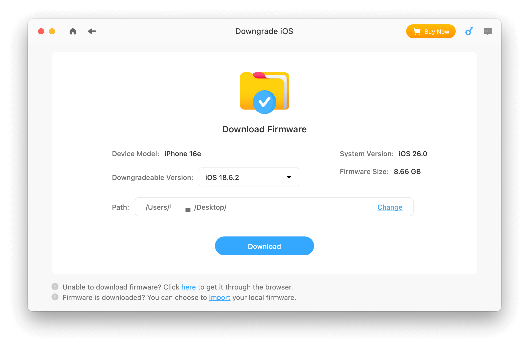 Downgrade iOS 26 with BuhoRepair