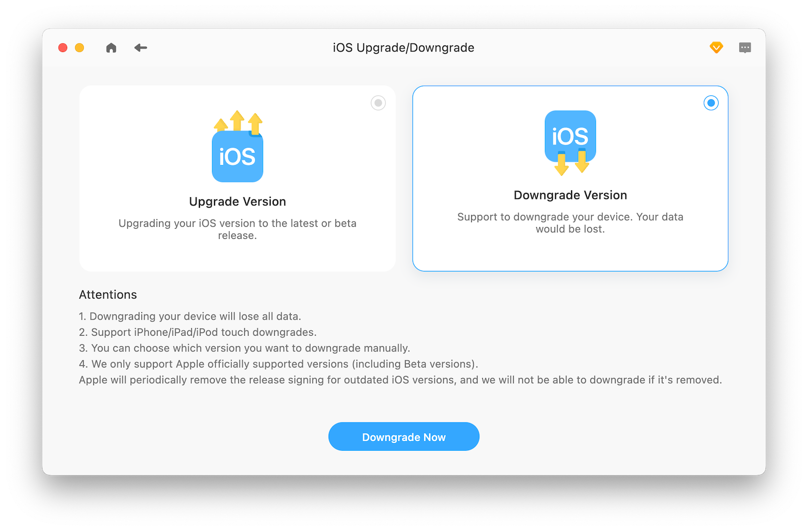 Downgrade iOS with BuhoRepair