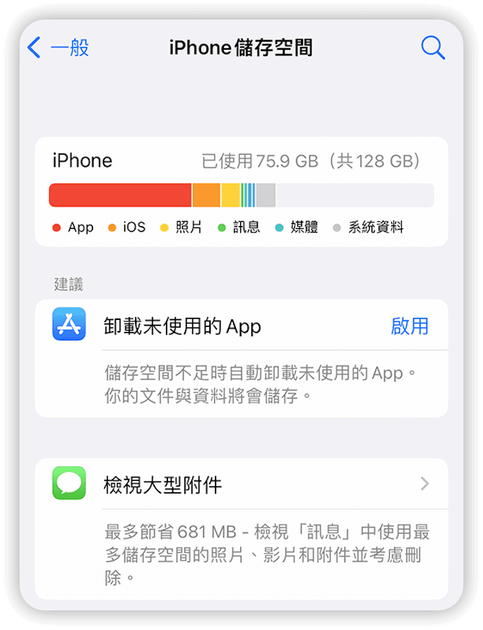 iPhone 啟用「卸載未使用的 App」