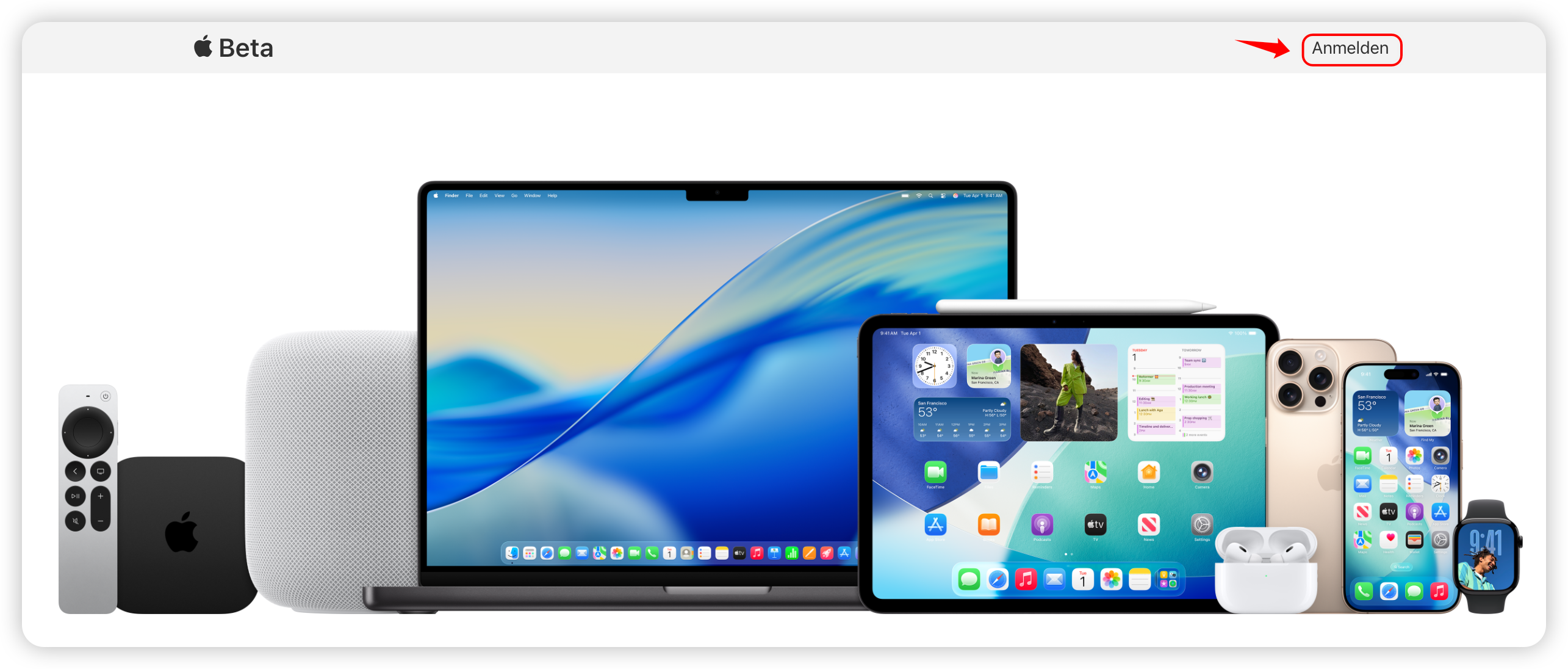 Für Apple Beta-Software anmelden