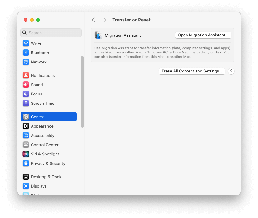 Erase all content and settings