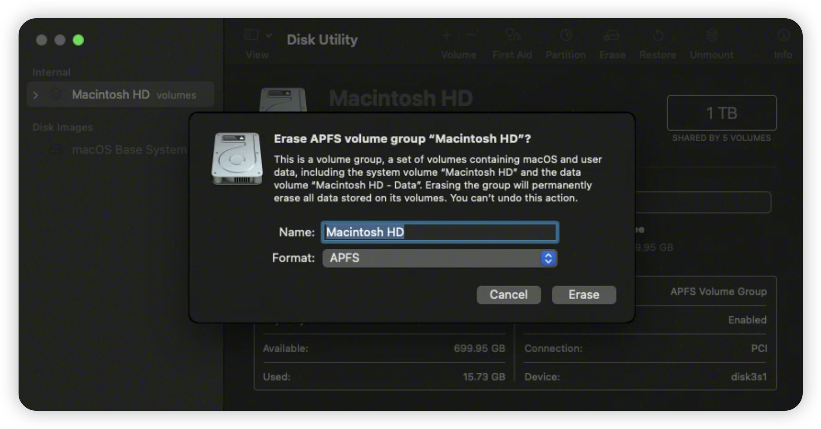 Erase Mac in Recovery Mode