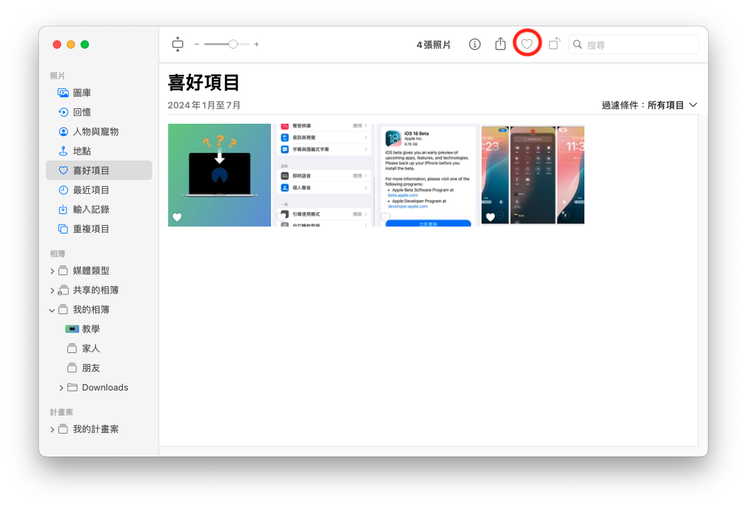 Mac 照片喜好項目