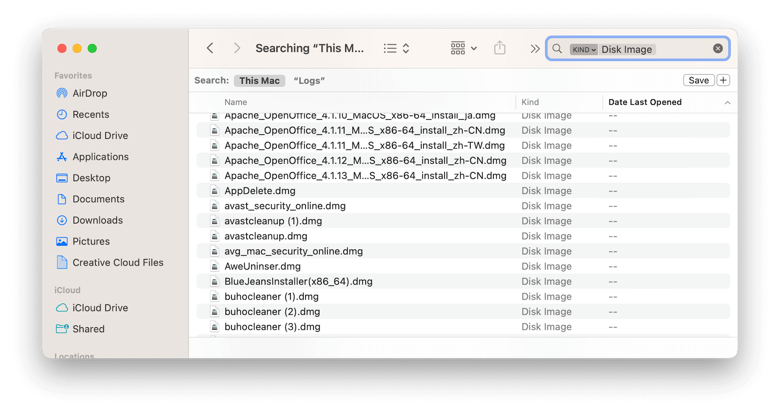 Find and Delete DMG Files on Mac