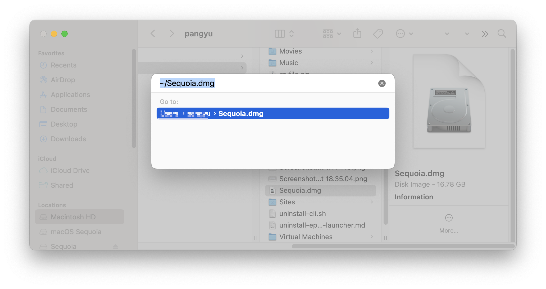 Znajdź plik macOS Sequoia DMG