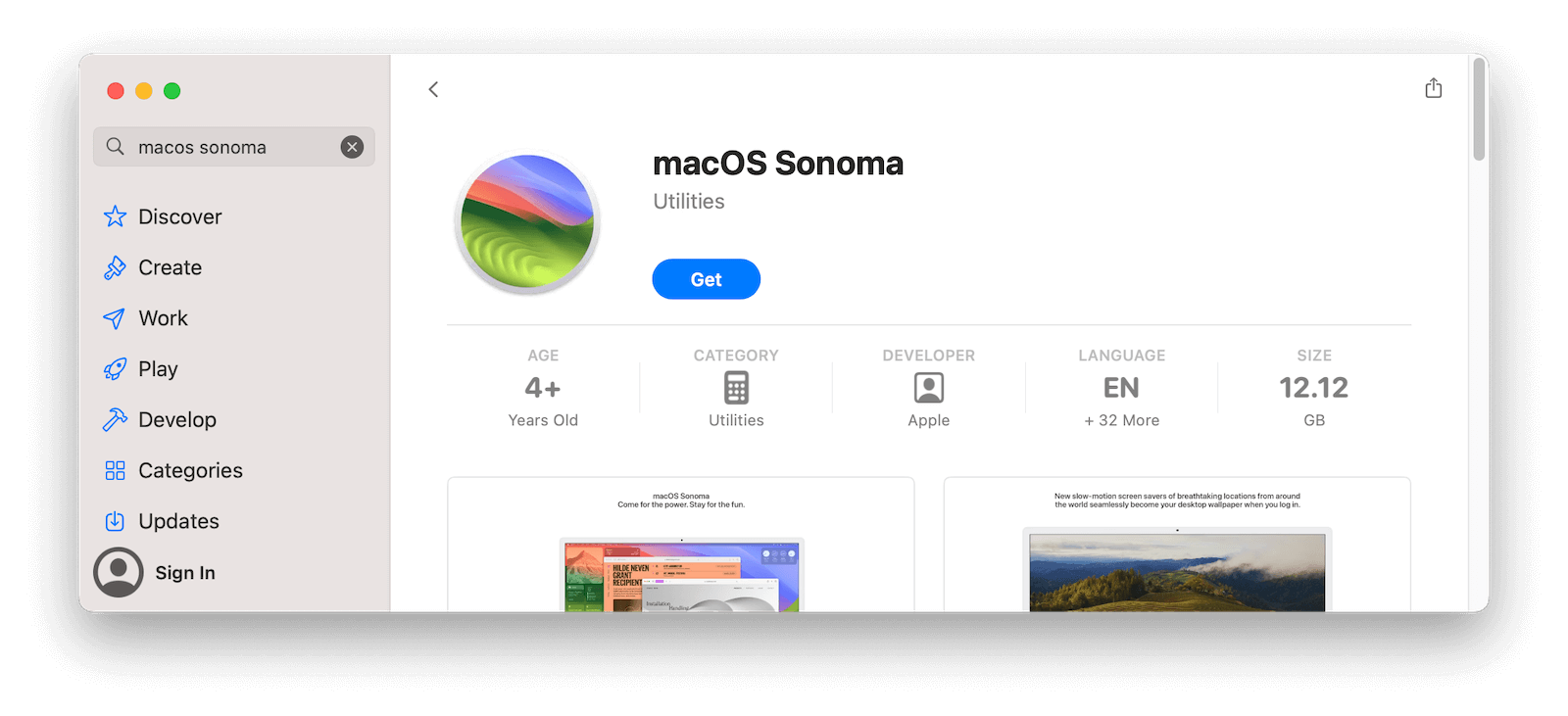 Find macOS Sonoma in the App Store