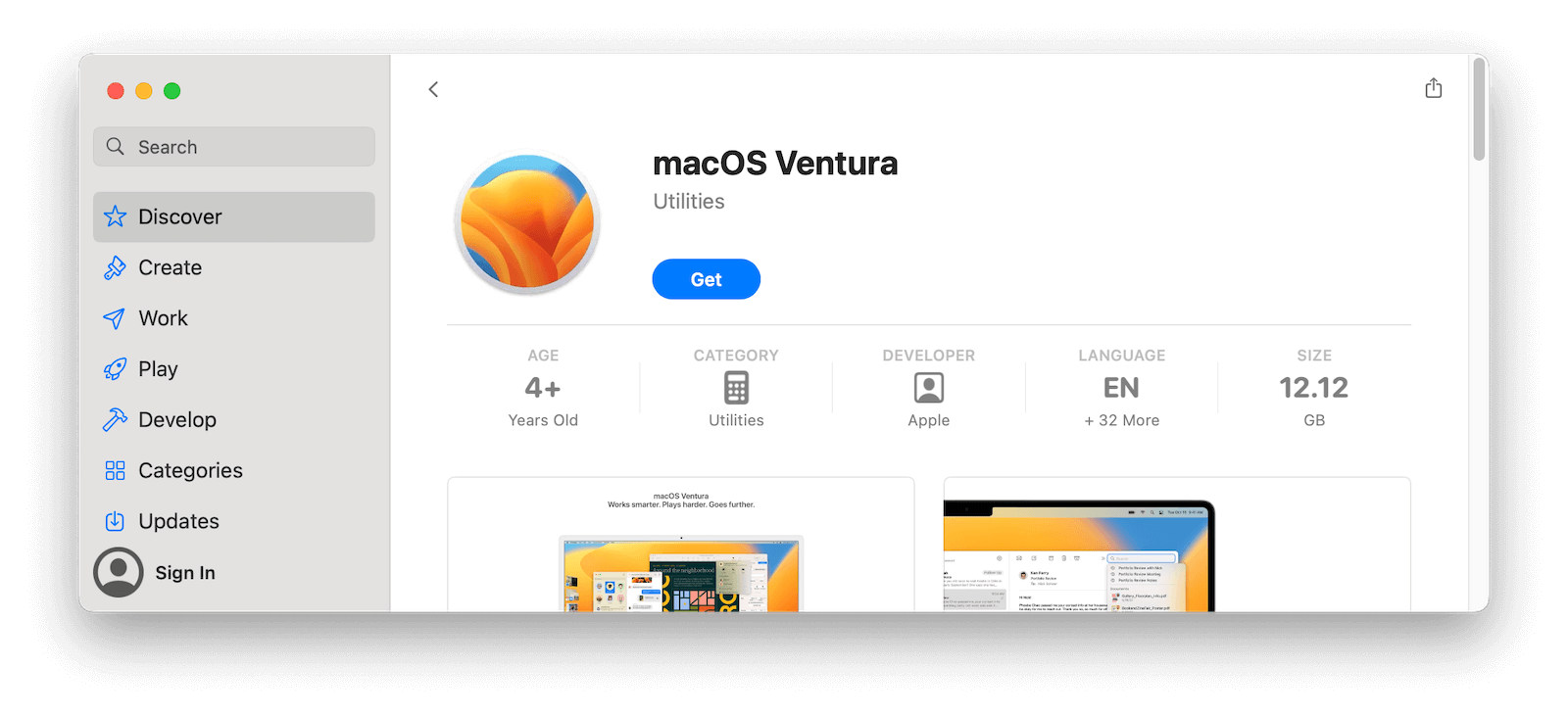 Find macOS Ventura Full Installer in the App Store
