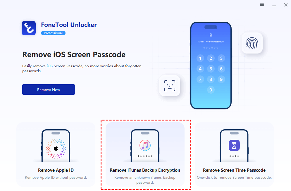 FoneTool Unlocker - Remove iTunes Backup Encryption