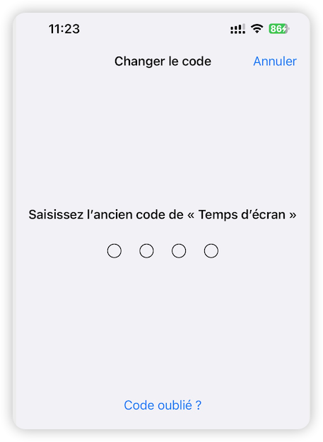 Oublier le code de Temps d’écran