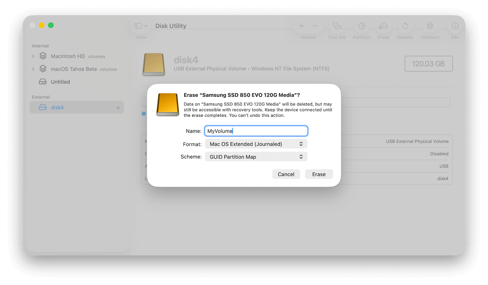 Format Drive with Disk Utility